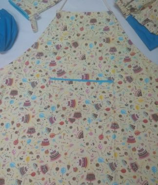 Kit chef feminino bege com azul 1
