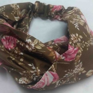 Faixa de Cabelo em Tecido Marrom com opções de Estampas