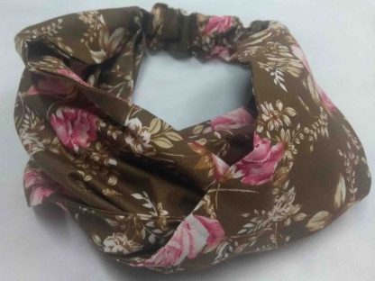 Faixa de Cabelo em Tecido Marrom com opções de Estampas