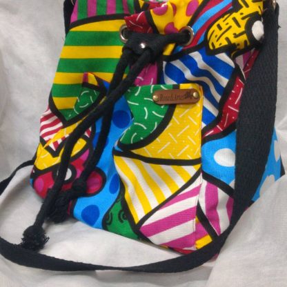 Bolsa saco em Tecido Estampa Romero Brito - Image 3